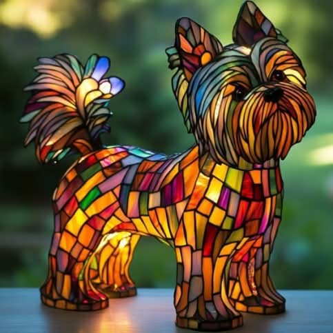 Decoratief LED Nachtlampje Hondenbeeldje 15 cm Hars USB Slaapkamer Kinderkamer Woonruimte Verlichting | Sulvida