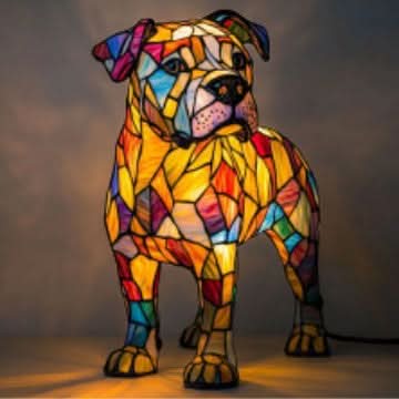 Decoratief LED Nachtlampje Hondenbeeldje 15 cm Hars USB Slaapkamer Kinderkamer Woonruimte Verlichting | Sulvida
