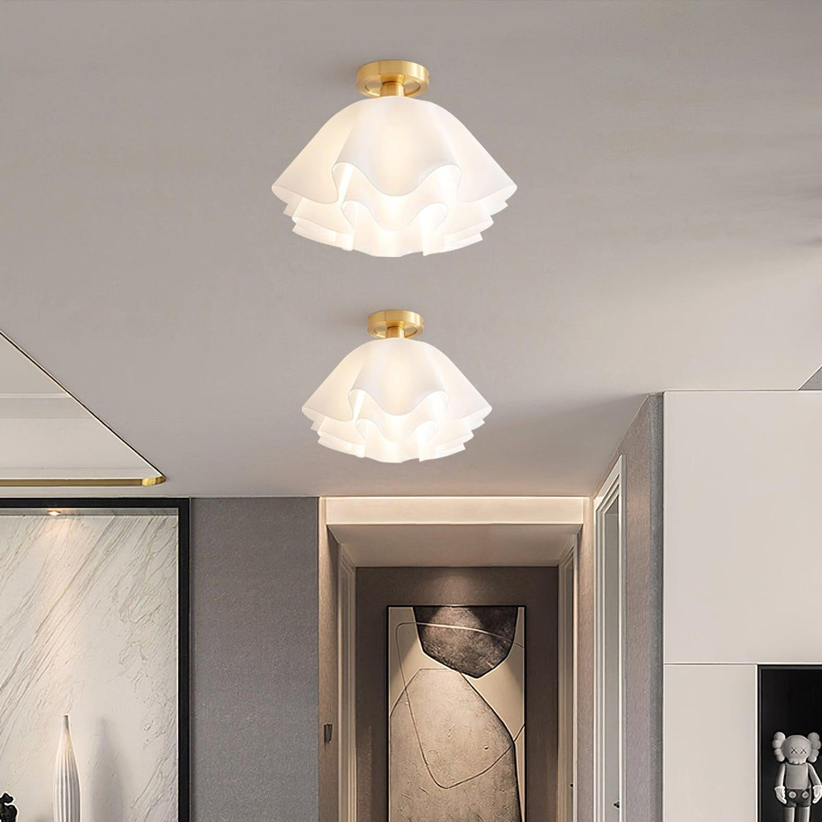 Plafondlamp Bloemvorm Geplisseerd Metaal Acryl Modern Design Woonkamer Eetkamer Slaapkamer E26 E27 Plafondverlichting | Sulvida