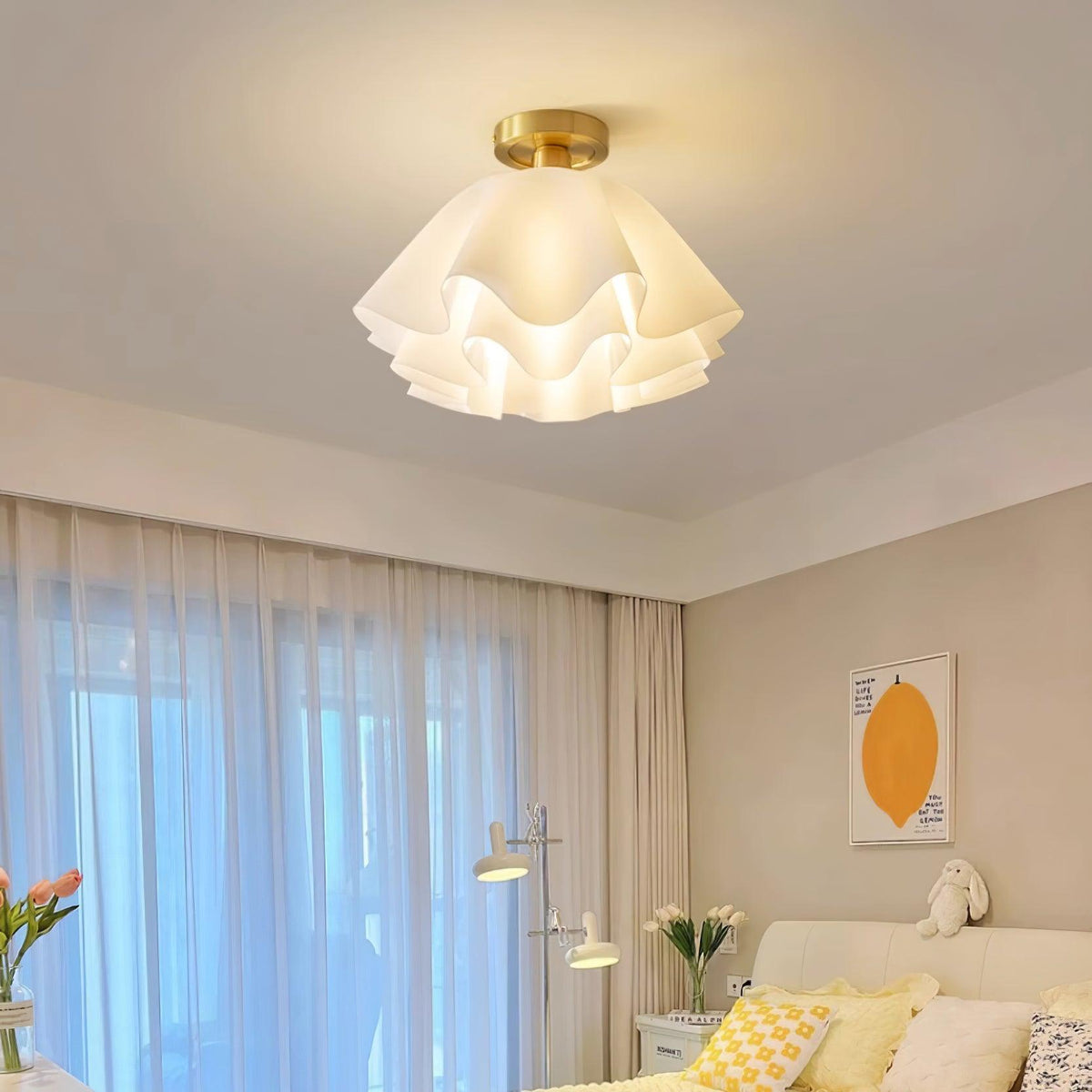 Plafondlamp Bloemvorm Geplisseerd Metaal Acryl Modern Design Woonkamer Eetkamer Slaapkamer E26 E27 Plafondverlichting | Sulvida
