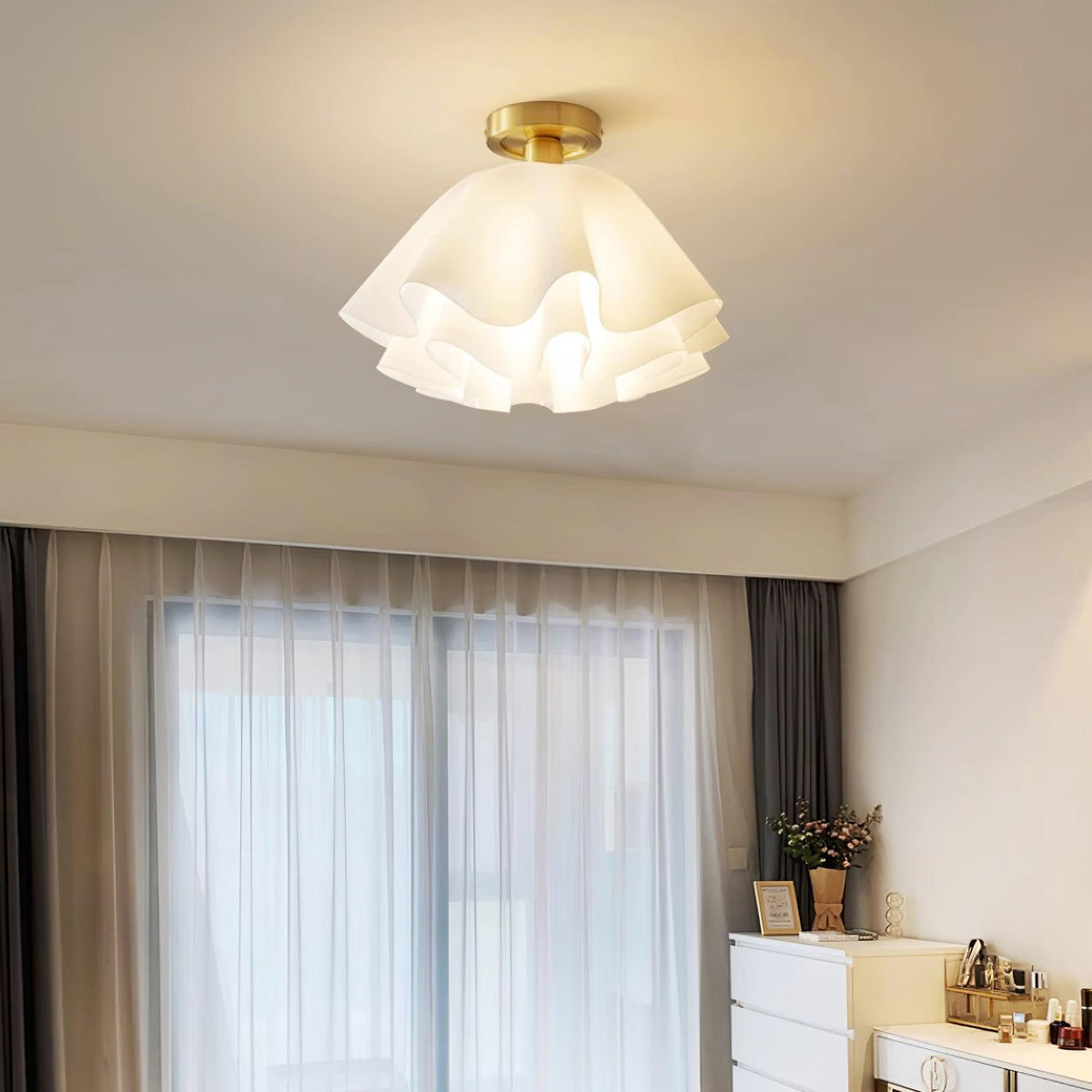 Plafondlamp Bloemvorm Geplisseerd Metaal Acryl Modern Design Woonkamer Eetkamer Slaapkamer E26 E27 Plafondverlichting | Sulvida