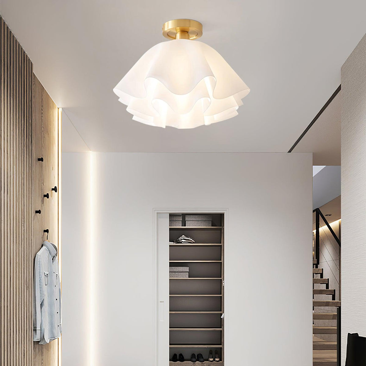 Plafondlamp Bloemvorm Geplisseerd Metaal Acryl Modern Design Woonkamer Eetkamer Slaapkamer E26 E27 Plafondverlichting | Sulvida