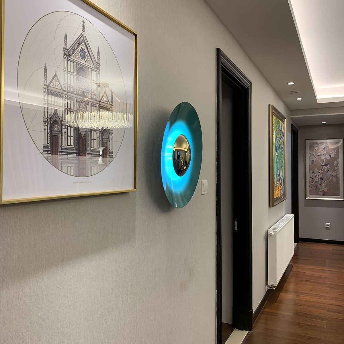 Moderne wandlamp eclips met LED verlichting voor woonkamer slaapkamer hal minimalistisch design rond metaal | Sulvida