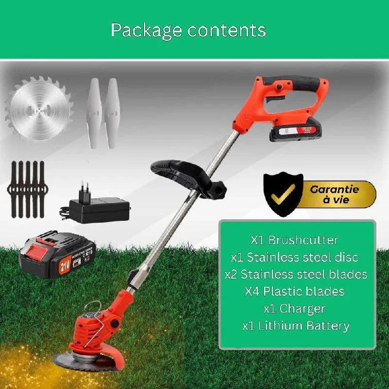 Draadloze Grastrimmer 21V met Verstelbaar Handvat Draaibare Snijkop Tuinonderhoud Elektrisch Oplaadbaar | Sulvida