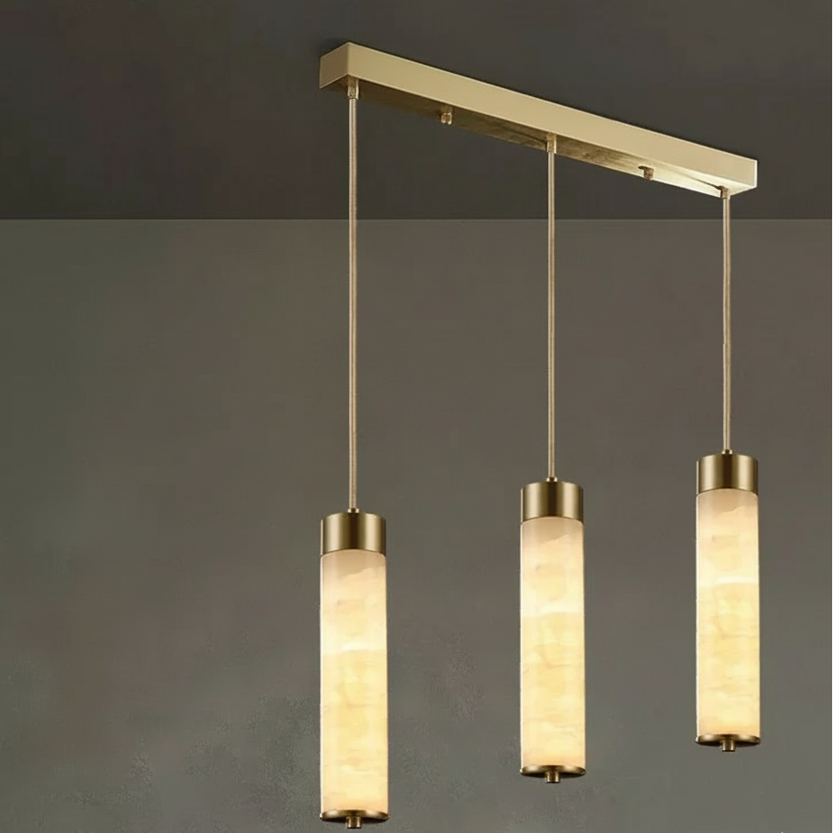 Natuurstenen Hanglamp Marmer met Koper Snoer Pendelverlichting voor Eettafel Slaapkamer Keukeneiland Woonkamer | Sulvida