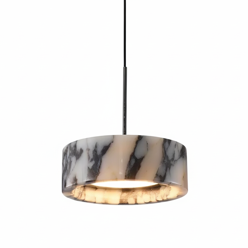 Hanglamp Marmer met IJzeren Fitting – Sfeervol LED Licht voor Slaapkamer Woonkamer Studeerkamer Eetkamer | Sulvida