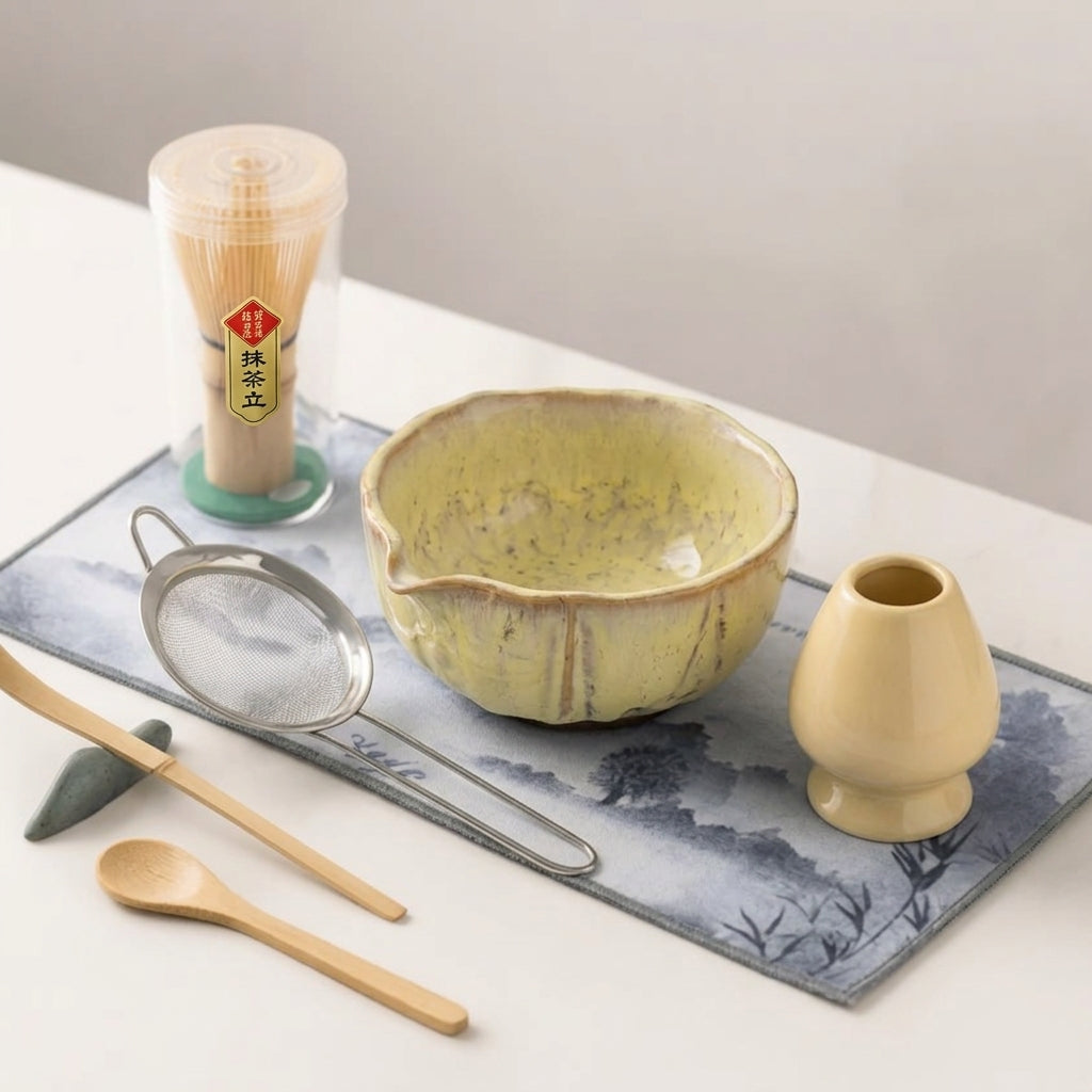 Matcha Set 8-delig Ceremonieset met Bamboe Accessoires en Keramische Kom 550ml voor Authentieke Matcha Thee | Sulvida