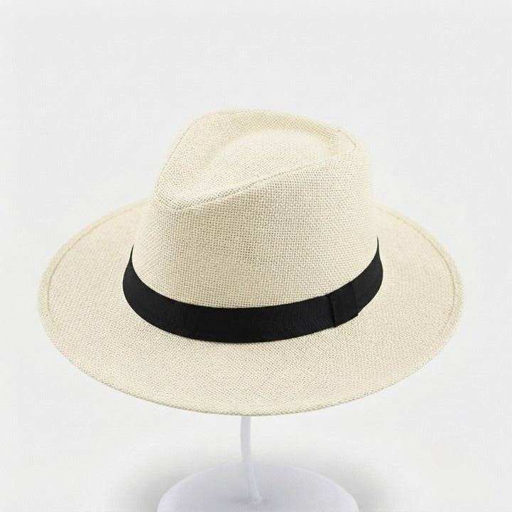 Handgevlochten Strohoed met Zonbescherming UPF – Verstelbare Fedora Hoed voor Dames en Heren Zomer Strand | Sulvida