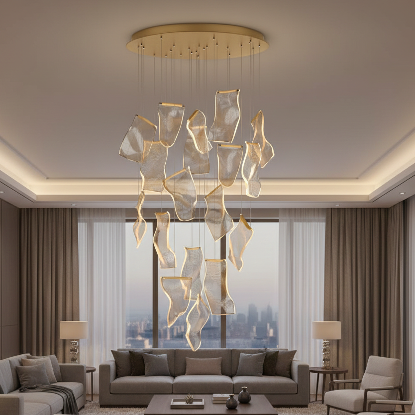 Waterval Kroonluchter LED Dimbaar Metaal Acryl Luxe Hanglamp Woonkamer Eetkamer Trap Entree Modern Design | Sulvida