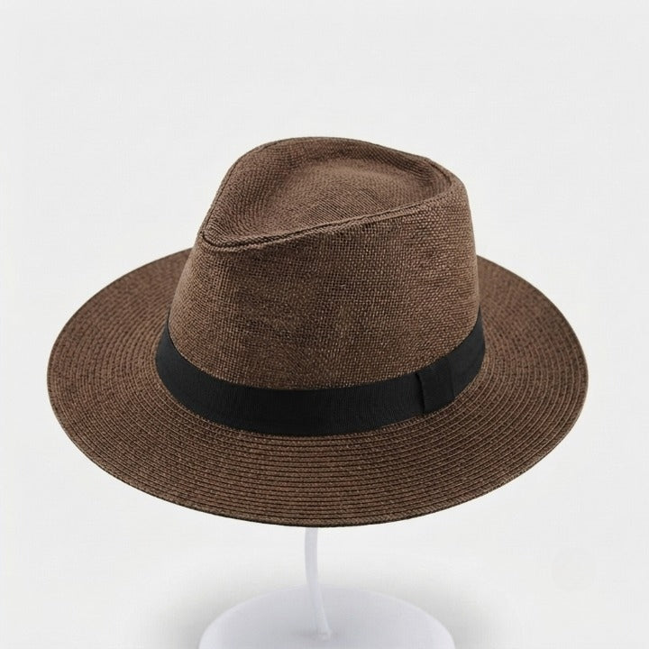 Handgevlochten Strohoed met Zonbescherming UPF – Verstelbare Fedora Hoed voor Dames en Heren Zomer Strand | Sulvida