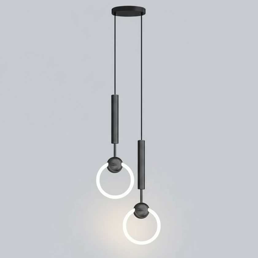 Ringvormige Hanglamp Aluminium LED Goud Zwart Eetkamer Woonkamer Moderne Verlichting Dimbaar Design Sfeerverlichting | Sulvida