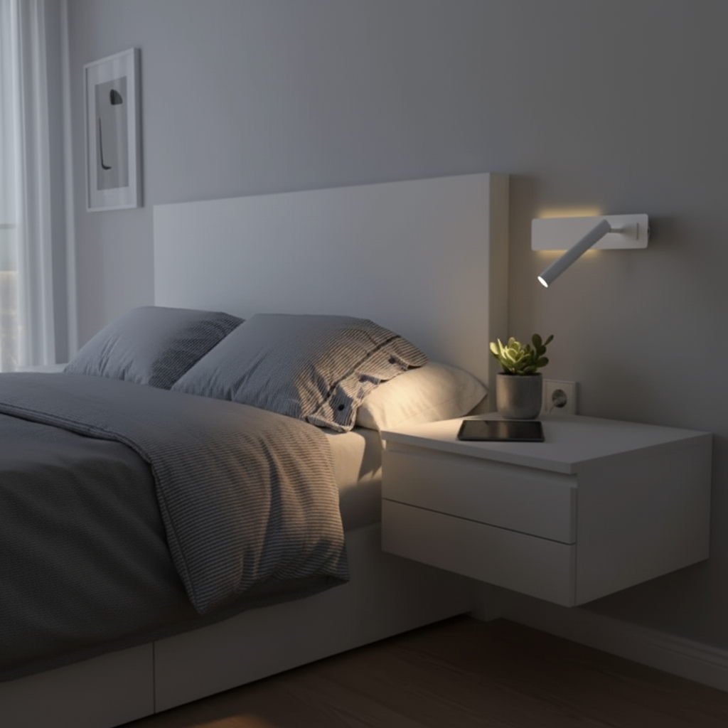 Draaibare LED-wandlamp voor aan bed zwart wit aluminium staal acryl leeslicht verstelbaar sfeerlicht 27 × 6,5 × 6,3 cm | Sulvida