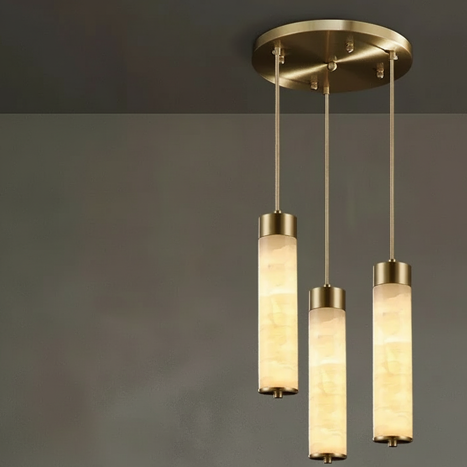 Natuurstenen Hanglamp Marmer met Koper Snoer Pendelverlichting voor Eettafel Slaapkamer Keukeneiland Woonkamer | Sulvida
