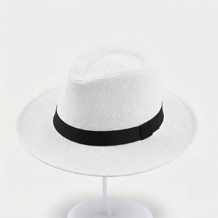 Handgevlochten Strohoed met Zonbescherming UPF – Verstelbare Fedora Hoed voor Dames en Heren Zomer Strand | Sulvida