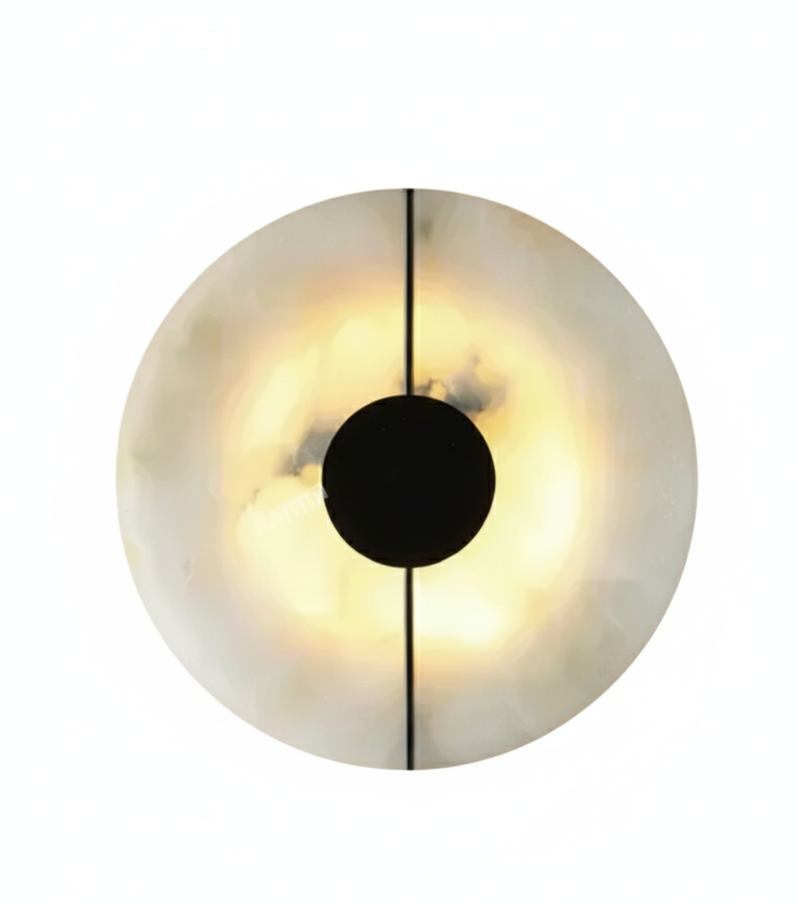 Ronde Wandlamp Natuursteen met Geïntegreerde LED Verlichting voor Slaapkamer Woonkamer Studeerkamer en Gang | Sulvida