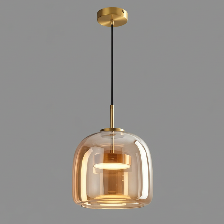 Glazen Hanglamp Rookglas Amber LED Eetkamer Woonkamer Sfeerlicht Modern Design Plafondlamp Verlichting | Sulvida