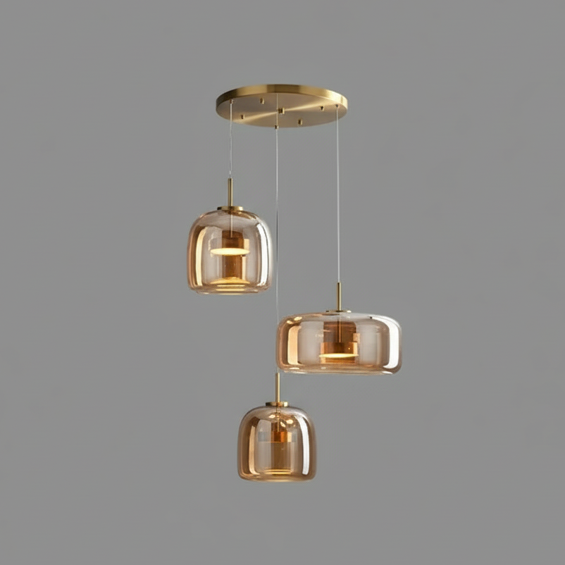 Glazen Hanglamp Rookglas Amber LED Eetkamer Woonkamer Sfeerlicht Modern Design Plafondlamp Verlichting | Sulvida
