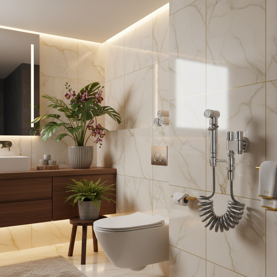 Roestvrijstalen Bidetsproeier met Instelbare Waterdruk en Ergonomische Greep voor Toilet en WC Hygiëne | Sulvida