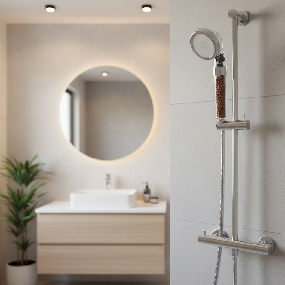 Douchehandvat met drie sproeistromen en ionenfilter – waterbesparend verfrissend douchekop voor badkamer | Sulvida