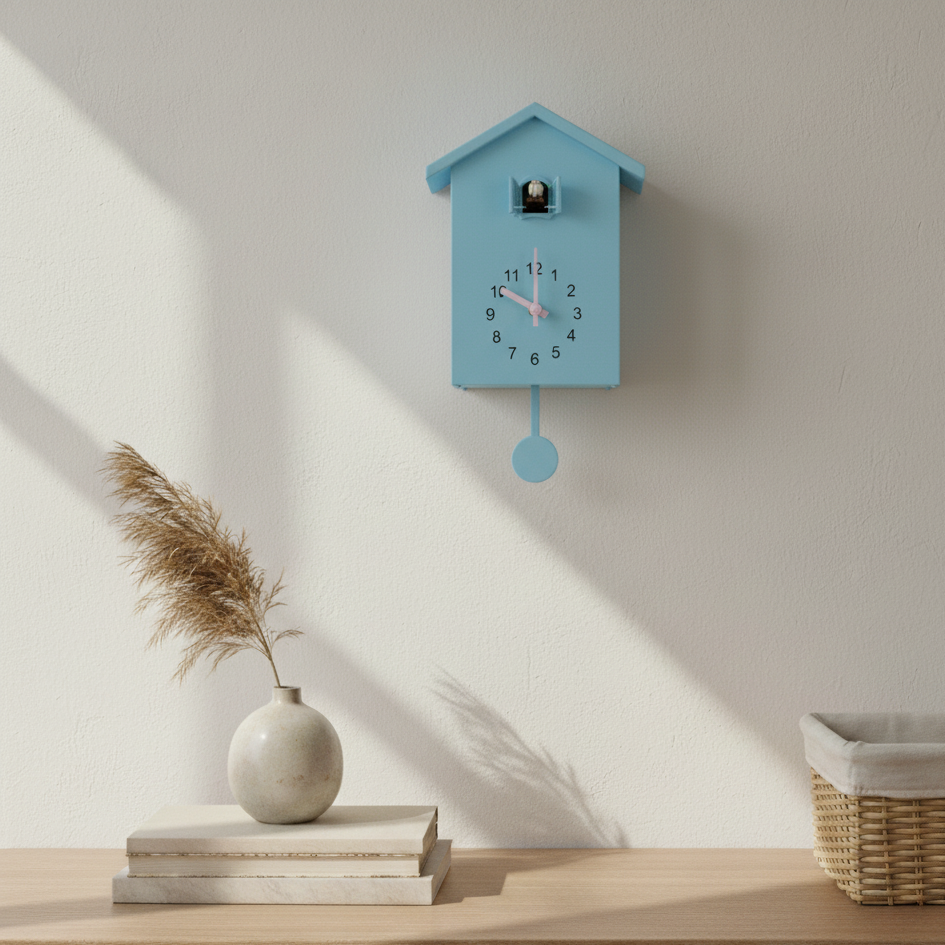 Houten Koekoeksklok met Geluidsmodule Kwarts Uurwerk Modern Minimalistisch Wandklok Woonkamer Keuken | Sulvida