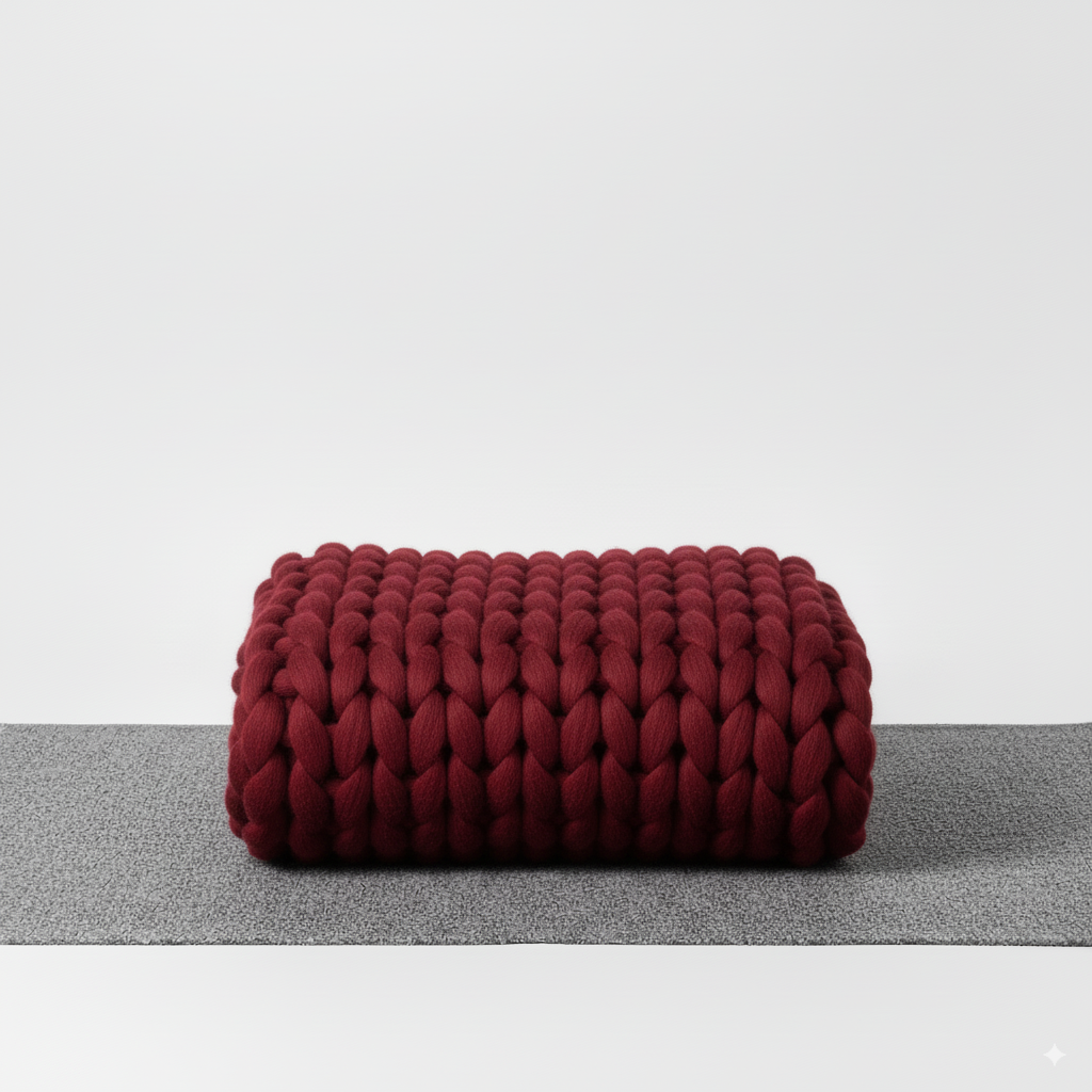 Plaid XXL en grosse maille 100x120 cm, fait main, design scandinave, pour salon et chambre | Sulvida