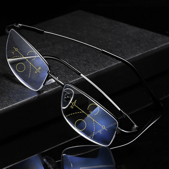 Progressieve Leesbril met Blauwe Lichtfilter | Intelligente Focusaanpassing | Vermindert Oogvermoeidheid | Anti-Reflectie Coating | Metalen Montuur voor Heren & Dames | Sulvida