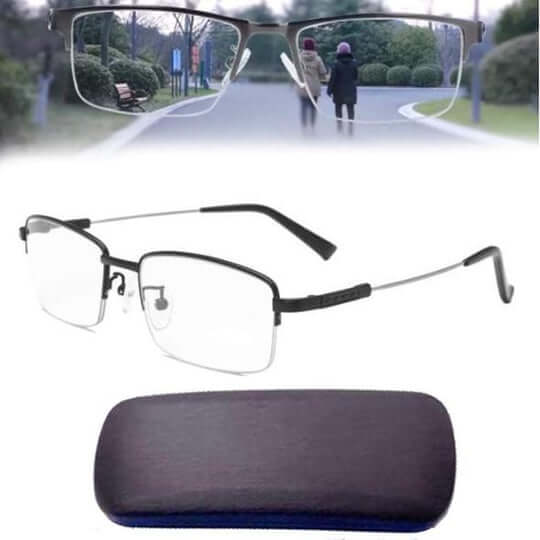 Progressieve Leesbril met Blauwe Lichtfilter | Intelligente Focusaanpassing | Vermindert Oogvermoeidheid | Anti-Reflectie Coating | Metalen Montuur voor Heren & Dames | Sulvida