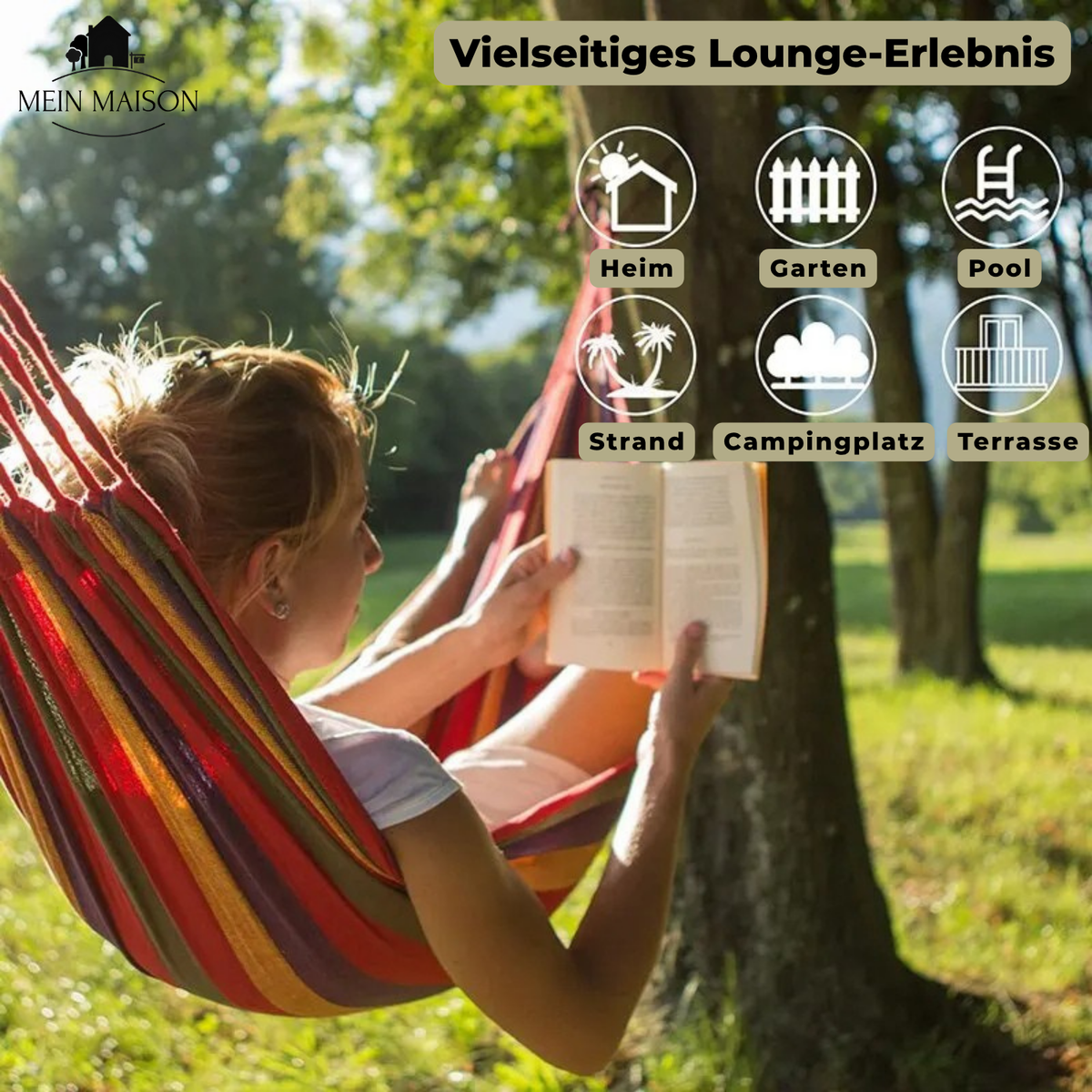 Hangmat Canvas met Draagzak 200kg Draagkracht Antislip Stabiel voor Tuin Camping Balkon Reis Outdoor | Sulvida