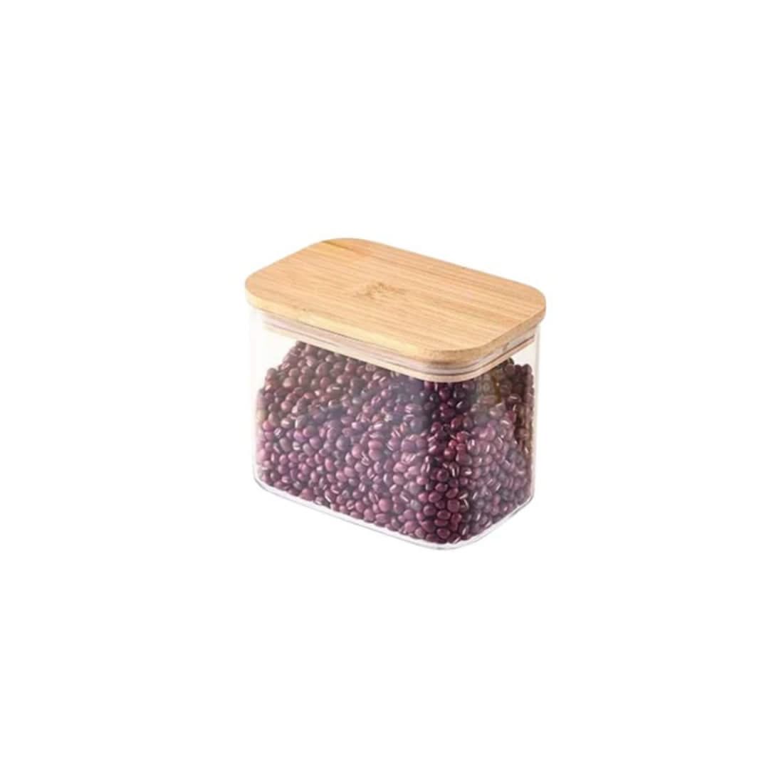 Szklany pojemnik do przechowywania z bambusową pokrywką – hermetyczny słoik do kuchni, 750ml 1100ml 1600ml 2100ml | Sulvida