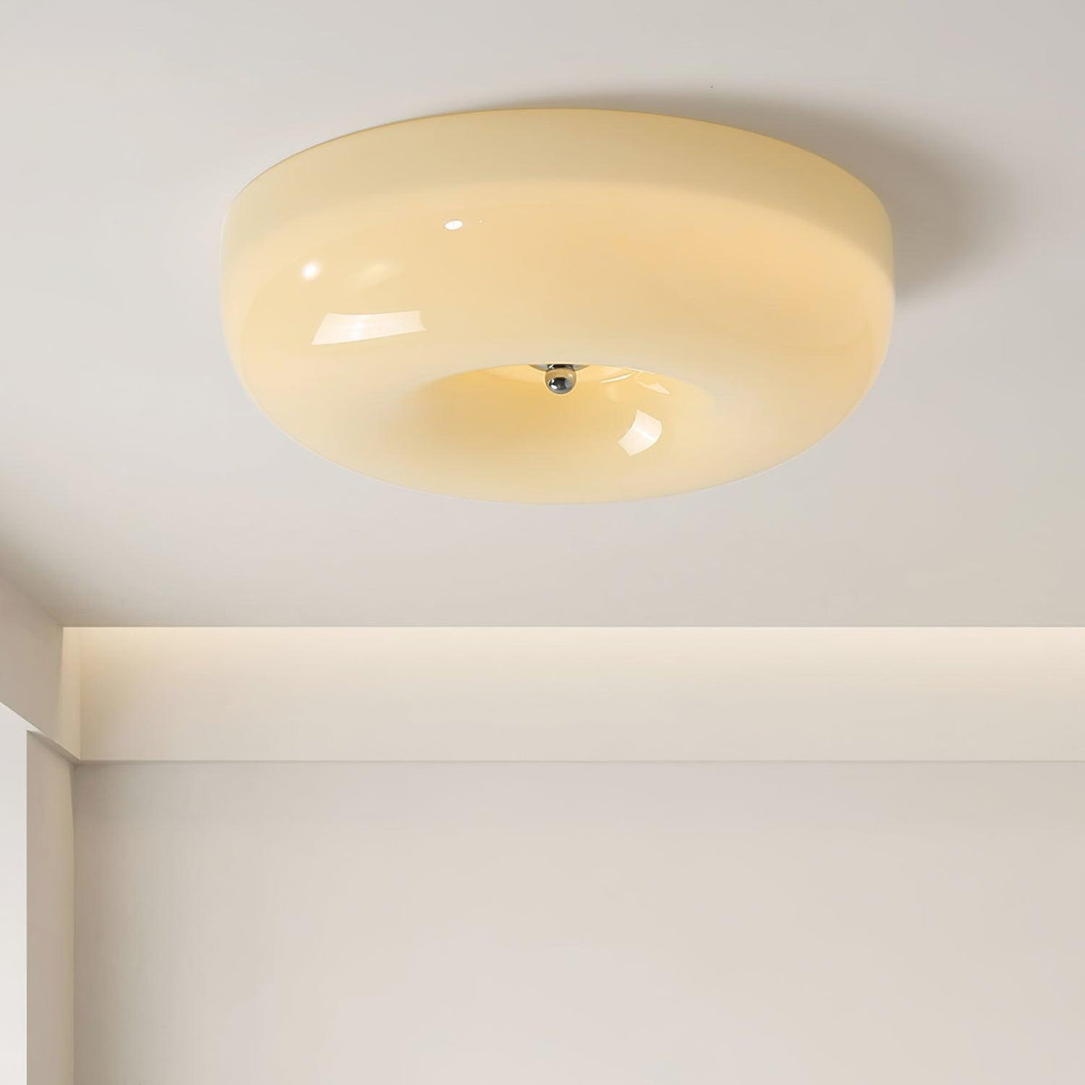 Glazen Plafondlamp met LED Verlichting Warm of Koel Wit Beige Chroom voor Woonkamer Slaapkamer Hal Eetkamer | Sulvida