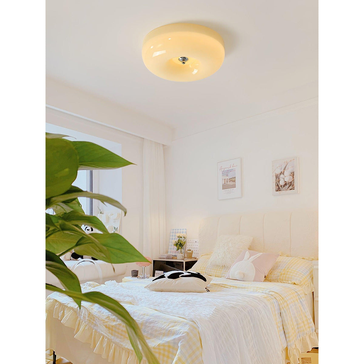 Glazen Plafondlamp met LED Verlichting Warm of Koel Wit Beige Chroom voor Woonkamer Slaapkamer Hal Eetkamer | Sulvida