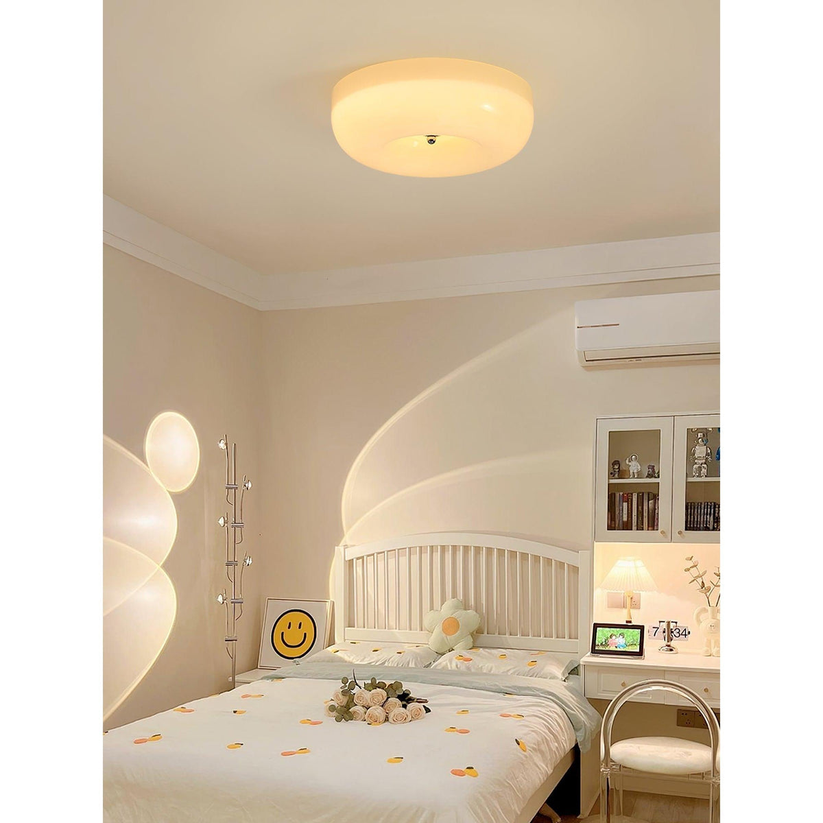 Glazen Plafondlamp met LED Verlichting Warm of Koel Wit Beige Chroom voor Woonkamer Slaapkamer Hal Eetkamer | Sulvida