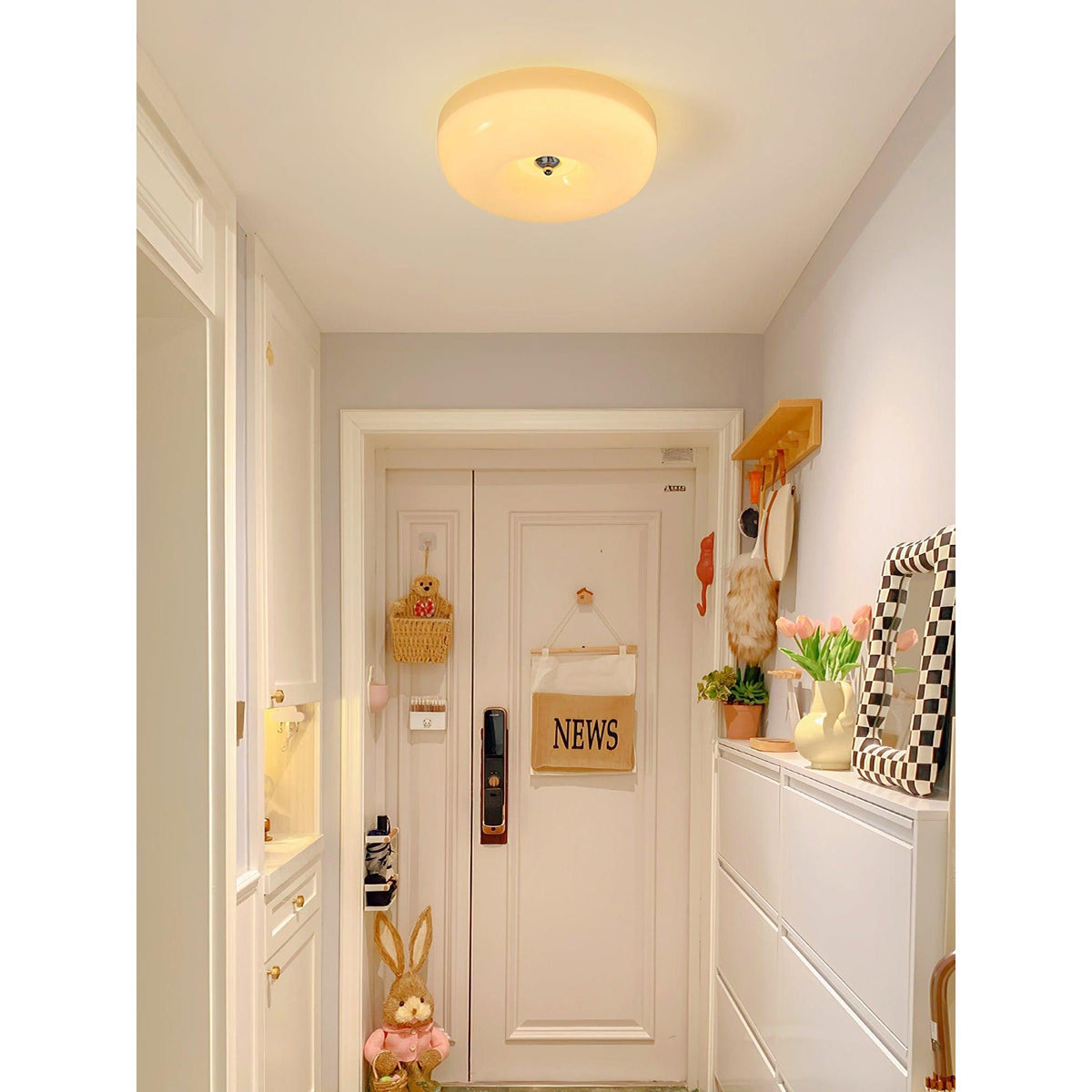 Glazen Plafondlamp met LED Verlichting Warm of Koel Wit Beige Chroom voor Woonkamer Slaapkamer Hal Eetkamer | Sulvida