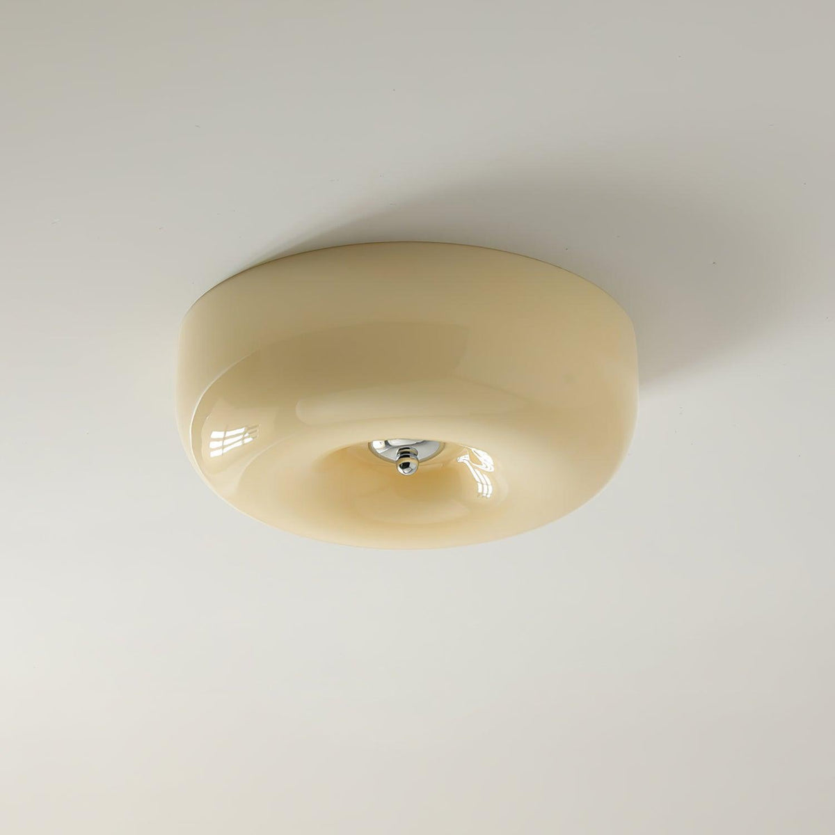 Glazen Plafondlamp met LED Verlichting Warm of Koel Wit Beige Chroom voor Woonkamer Slaapkamer Hal Eetkamer | Sulvida