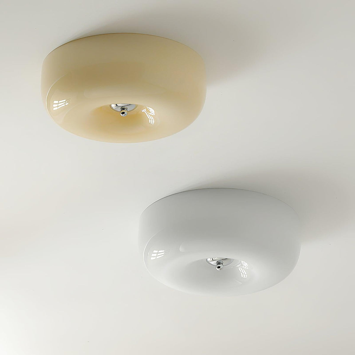 Glazen Plafondlamp met LED Verlichting Warm of Koel Wit Beige Chroom voor Woonkamer Slaapkamer Hal Eetkamer | Sulvida