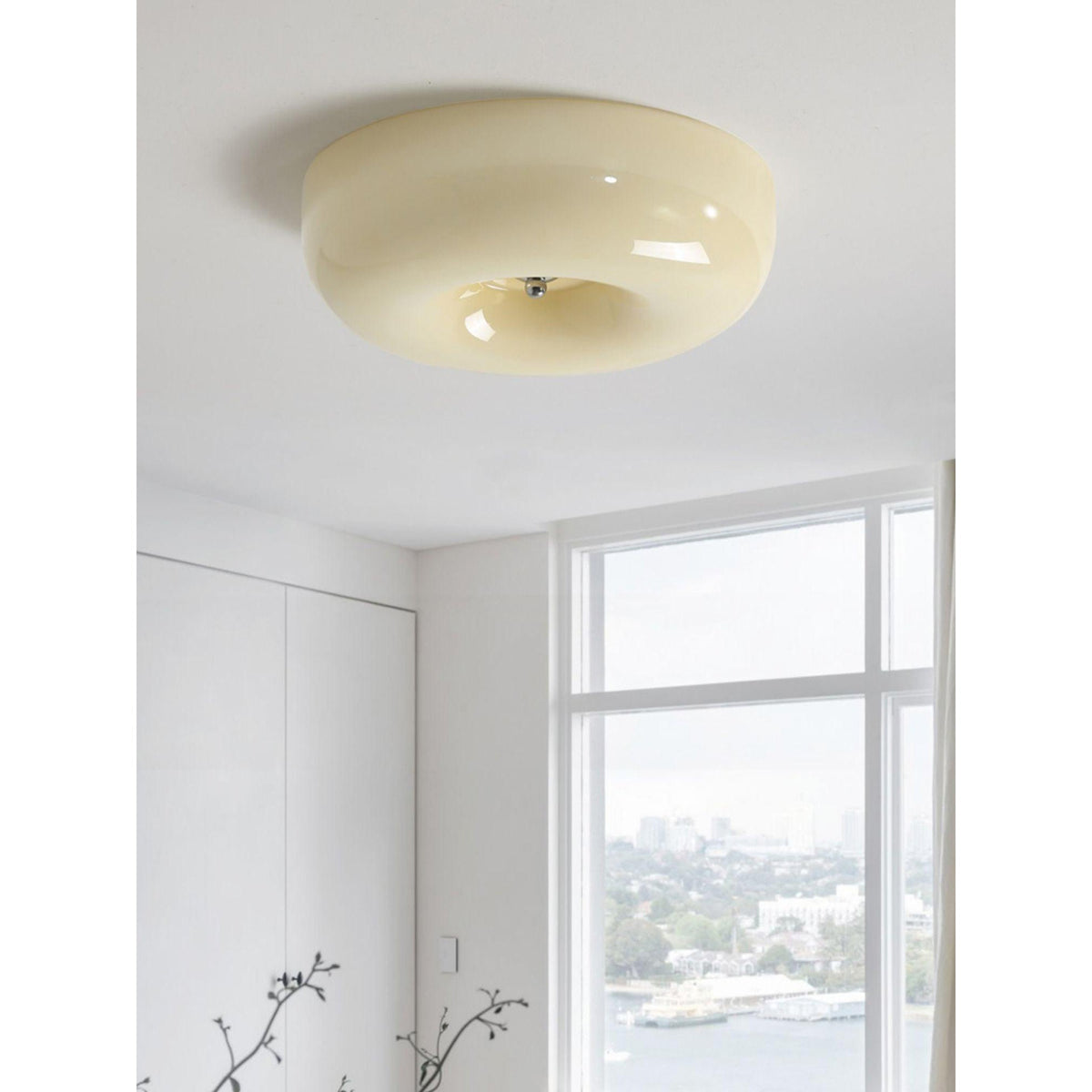 Glazen Plafondlamp met LED Verlichting Warm of Koel Wit Beige Chroom voor Woonkamer Slaapkamer Hal Eetkamer | Sulvida