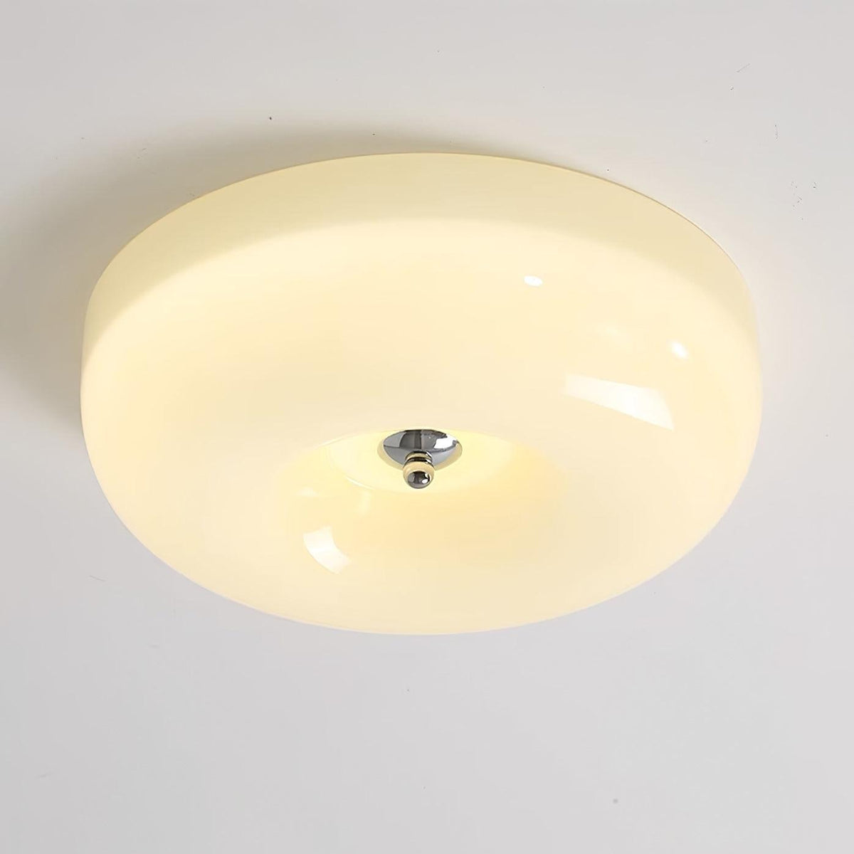 Glazen Plafondlamp met LED Verlichting Warm of Koel Wit Beige Chroom voor Woonkamer Slaapkamer Hal Eetkamer | Sulvida
