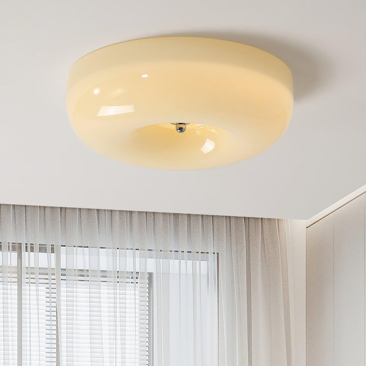 Glazen Plafondlamp met LED Verlichting Warm of Koel Wit Beige Chroom voor Woonkamer Slaapkamer Hal Eetkamer | Sulvida