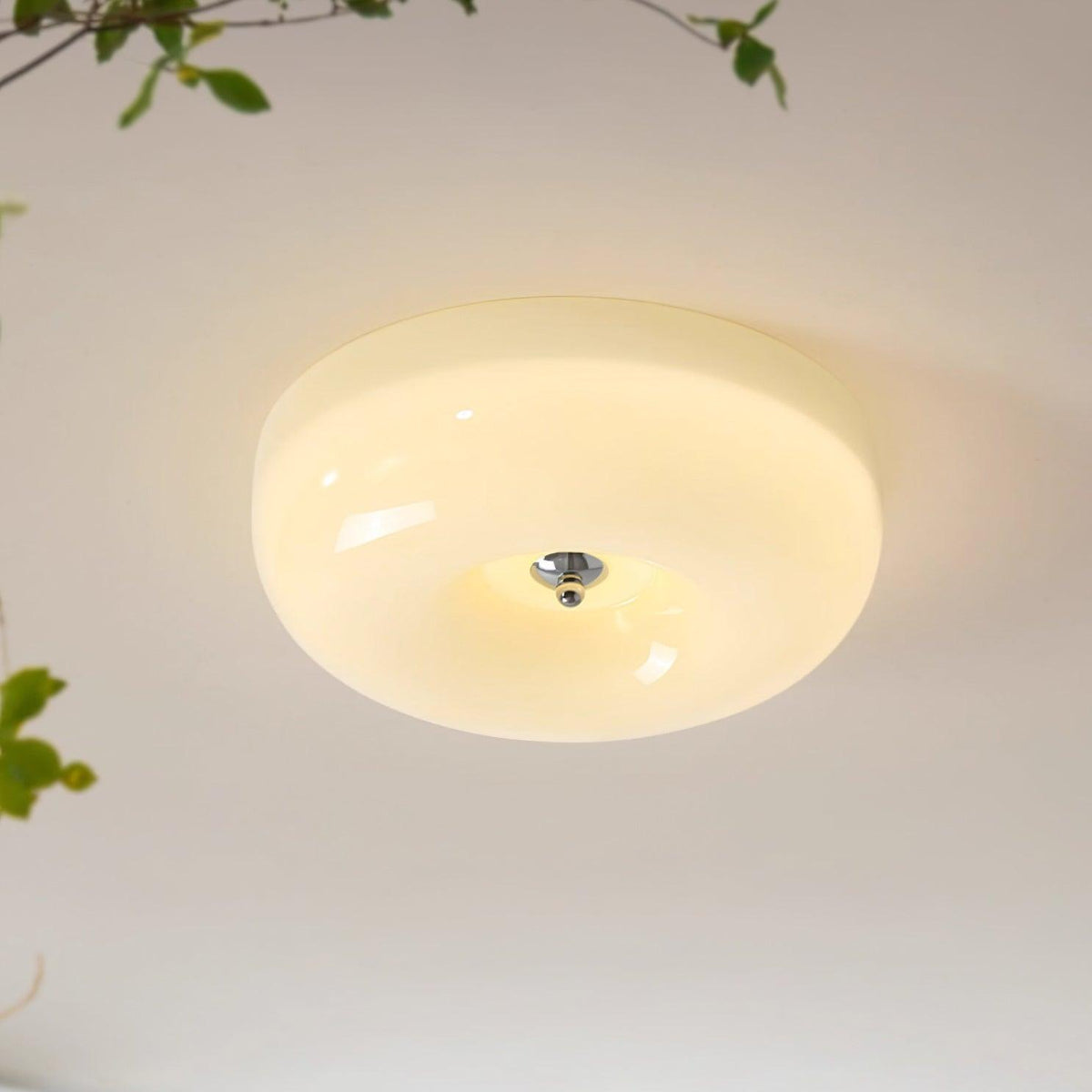 Glazen Plafondlamp met LED Verlichting Warm of Koel Wit Beige Chroom voor Woonkamer Slaapkamer Hal Eetkamer | Sulvida