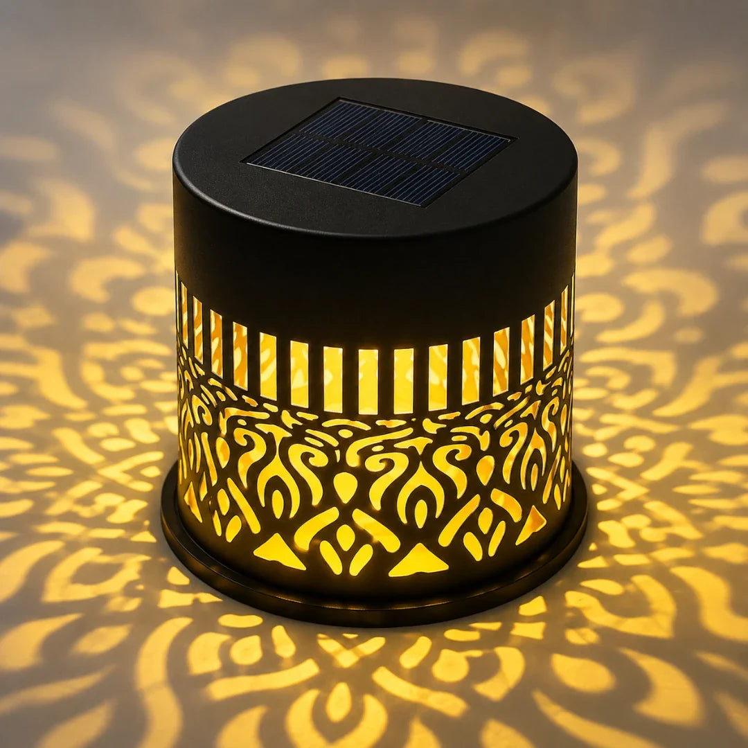 Tuinverlichting Solar Wandlamp Lasercut IJzer Patroonlamp Mandala Zonnebloem Pioen RGB Licht IP65 Waterdicht | Sulvida