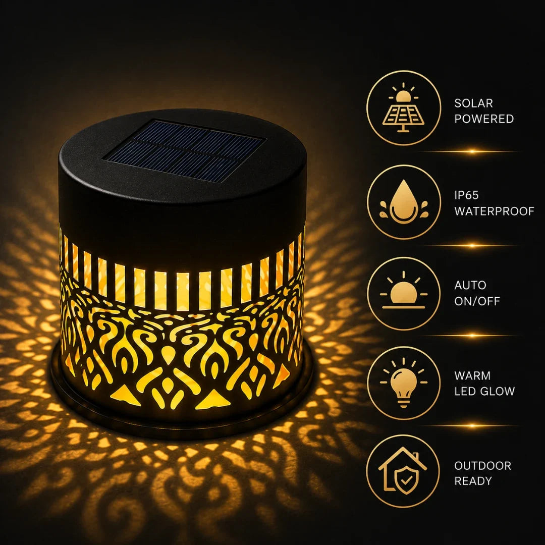 Tuinverlichting Solar Wandlamp Lasercut IJzer Patroonlamp Mandala Zonnebloem Pioen RGB Licht IP65 Waterdicht | Sulvida