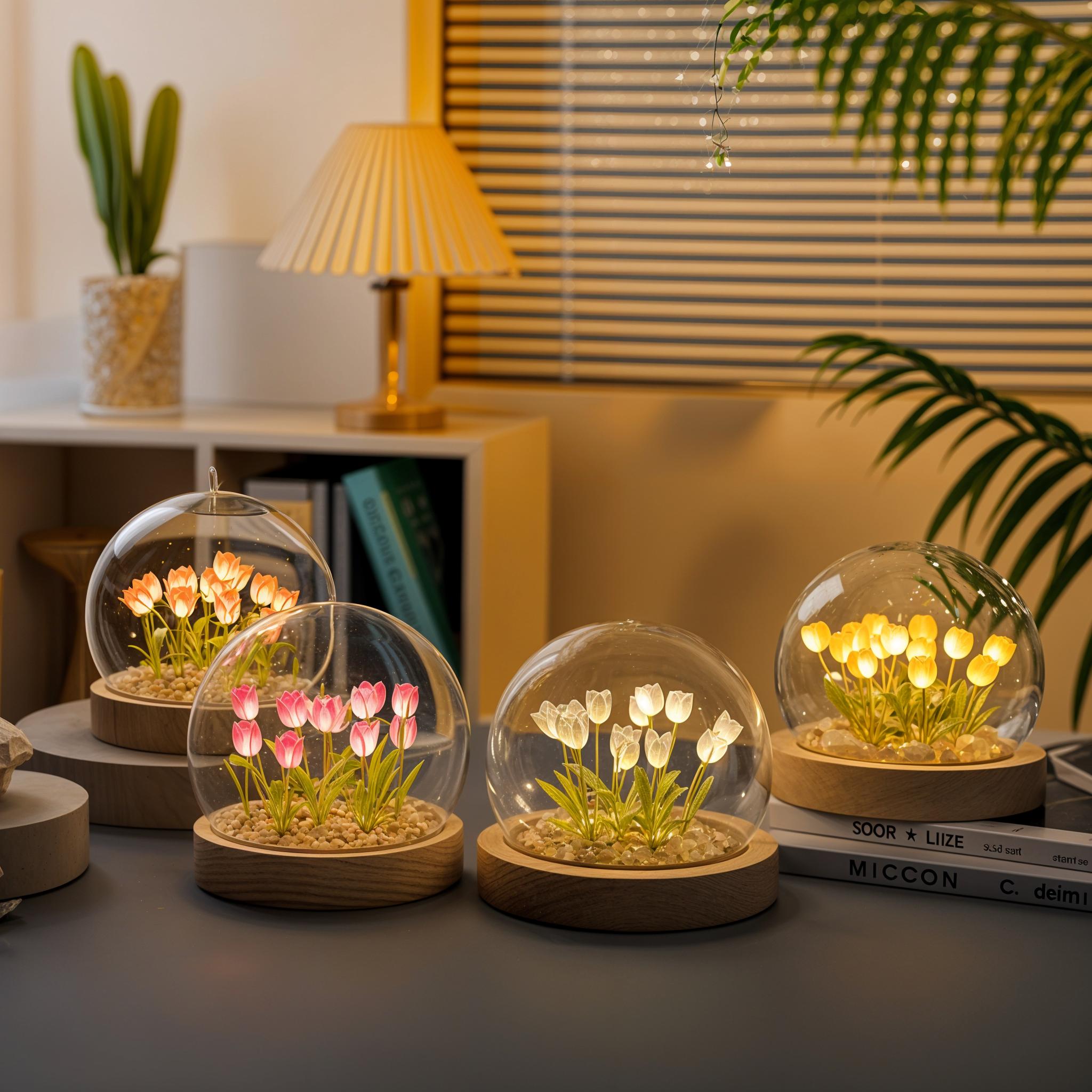 Decoratieve LED-Tulpenlamp met Kleurenwisselend Sfeerlicht en Kuppelvorm voor Woonkamer Slaapkamer en Sfeervolle Moderne Interieurs | Sulvida
