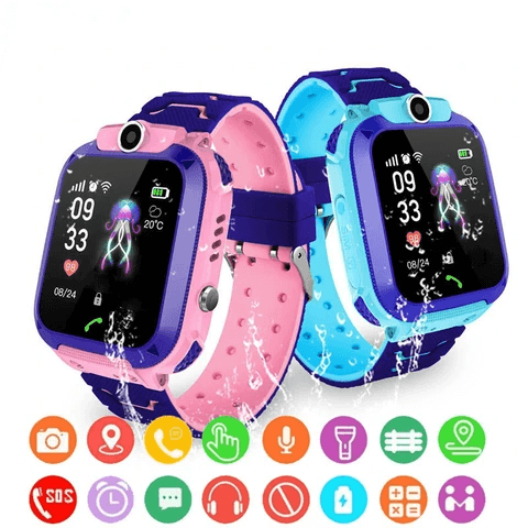 Kinder Smartwatch GPS-Tracker Waterdicht Touchscreen Spelletjes Schoolmodus Noodknop Telefoneren Roze Blauw | Sulvida