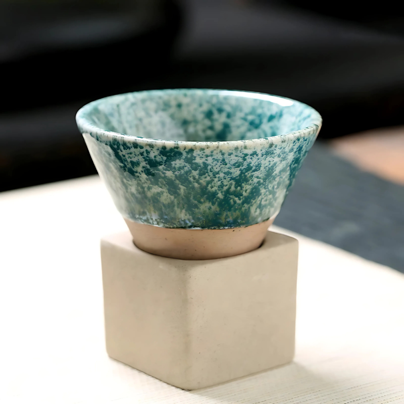 Japanse koffiekop keramiek 100ml met houder handgemaakt servies ontbijtkom espresso mokje thee drinken | Sulvida