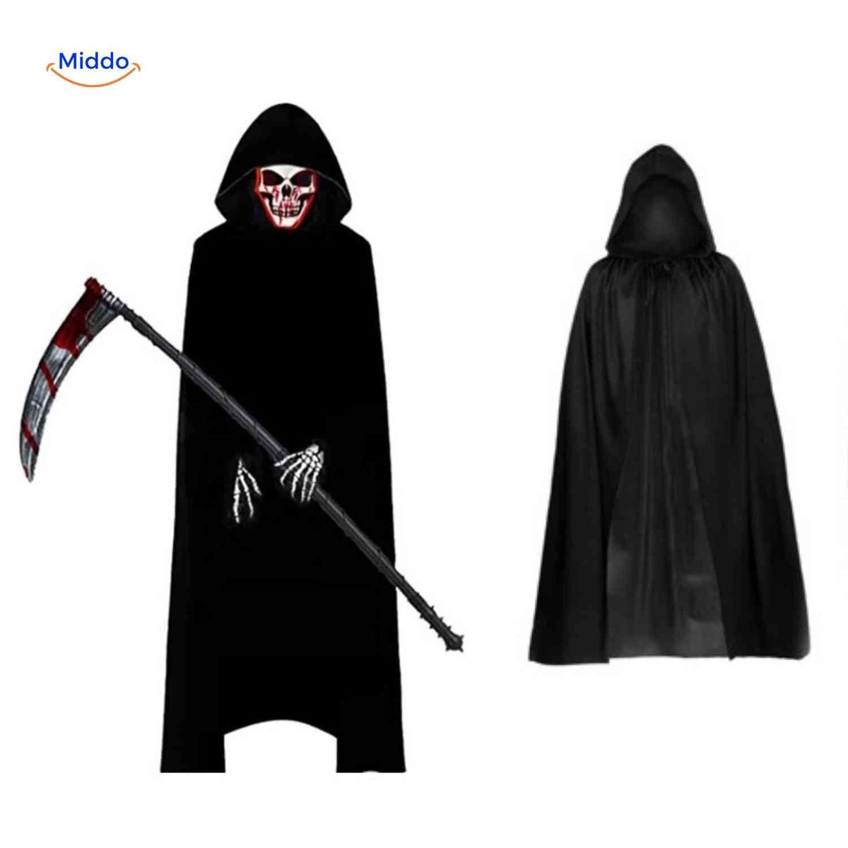 Magere Hein Verkleedset Met Cape Schedel Masker Handschoenen en Zeis Voor Halloween Feesten Carnaval | Sulvida
