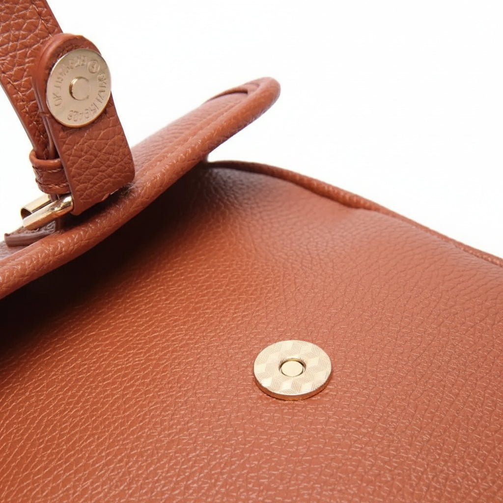Compacte Crossbody Tas met Antidiefstal-Ritsen | Vierkant Design | Leer | Sulvida