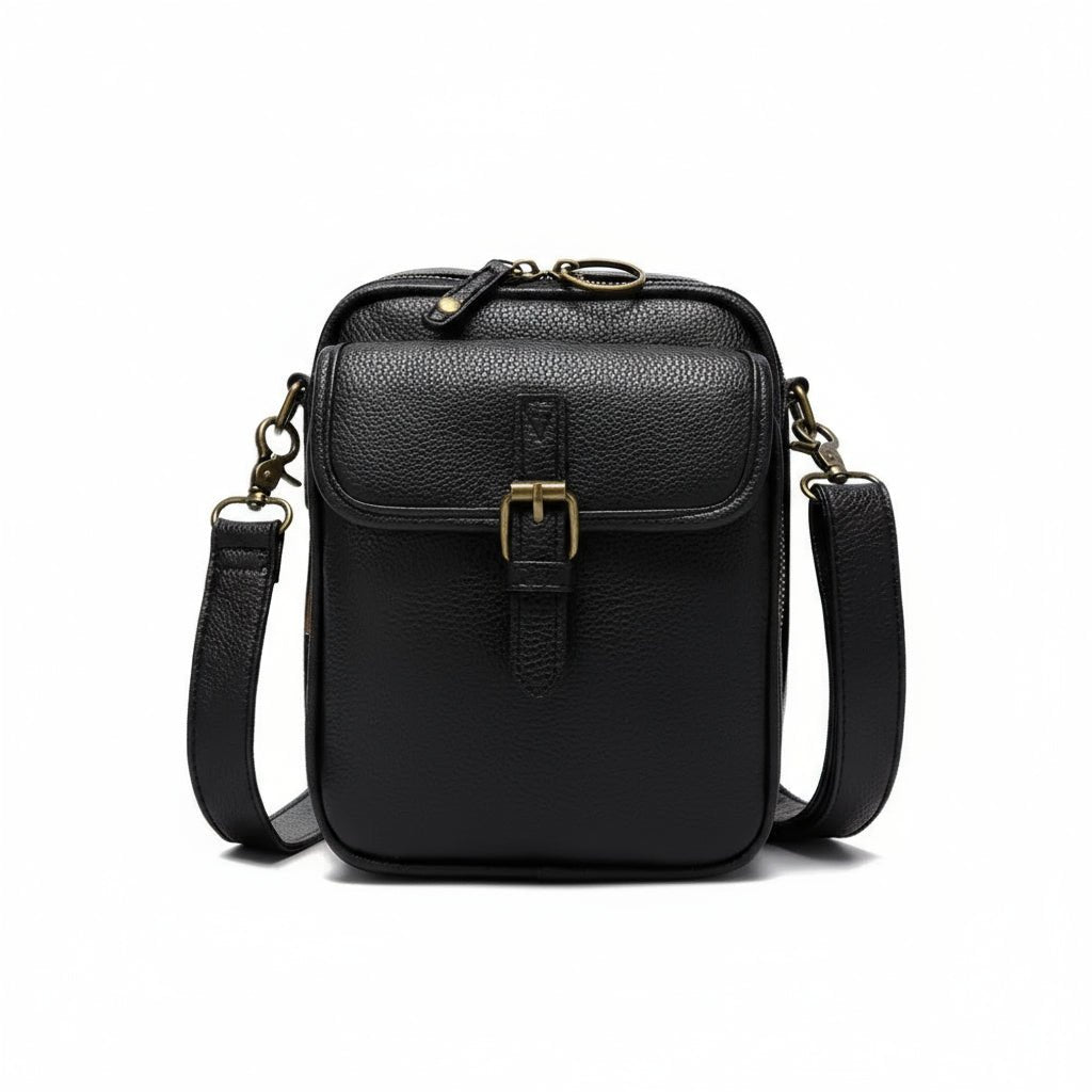 Compacte Crossbody Tas met Antidiefstal-Ritsen | Vierkant Design | Leer | Sulvida