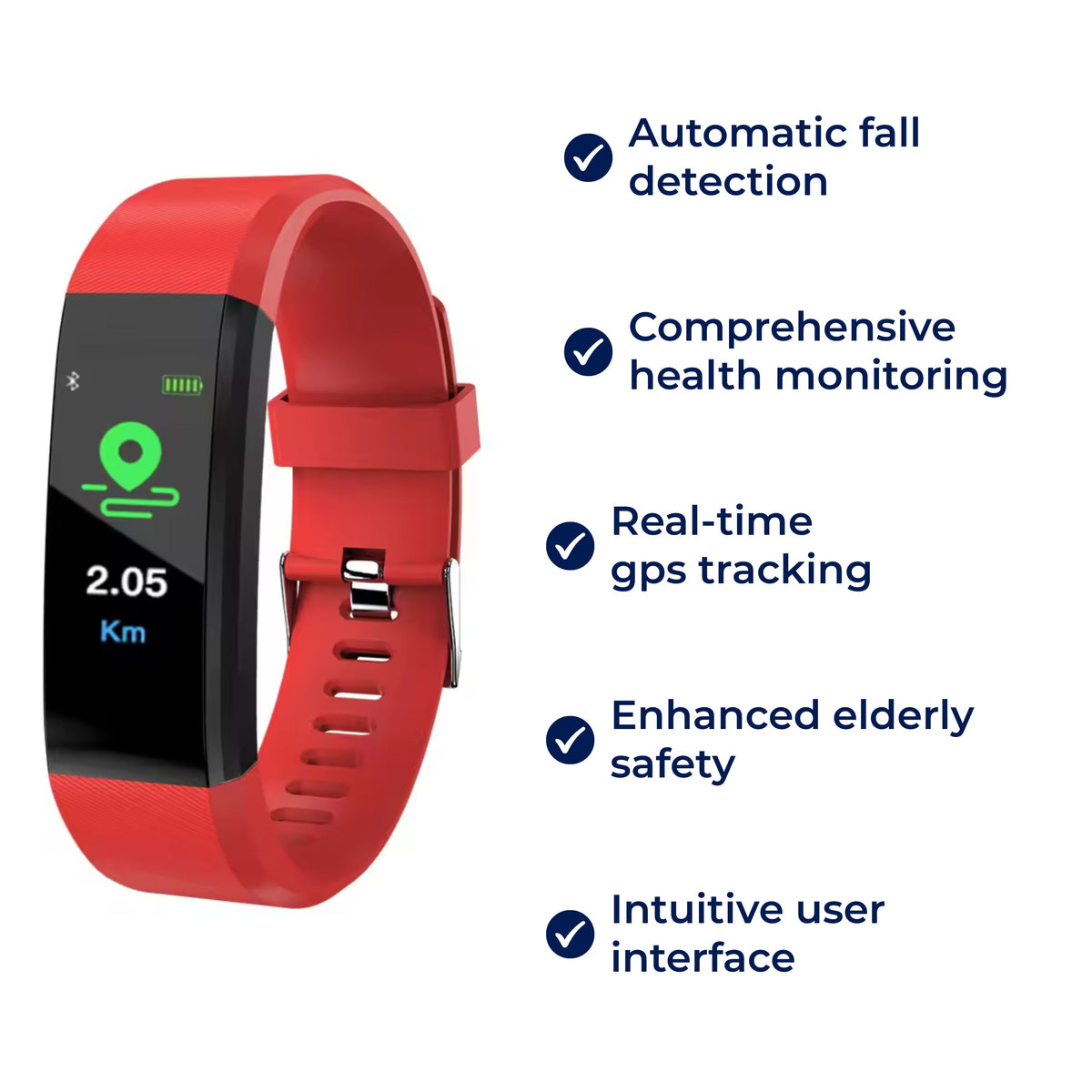 Smartwatch met valdetectie en GPS-tracking voor senioren veiligheid gezondheidsmonitoring polshorloge | Sulvida