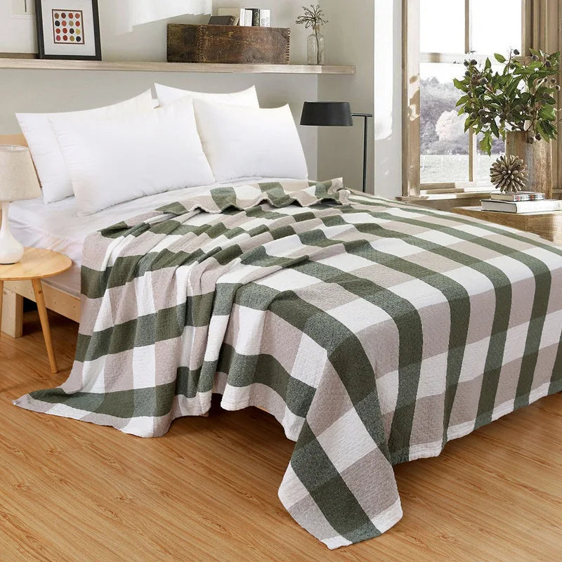 Katoenen Muslin Plaid Deken 150×200 200×230 Geruit Sprei Bank Bed Reisdeken Lichtgewicht Ademend Zacht | Sulvida