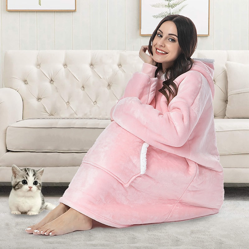 Warme Hooded Deken Hoodie - Zachte Fleece Loungewear met Capuchon en Zakken voor Ultiem Comfort Thuis | Sulvida